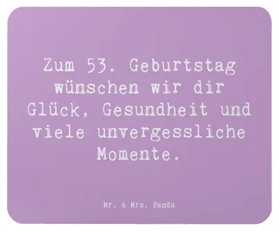 Produktbild von Mr. & Mrs. Panda Mauspad Spruch 53. Geburtstag Glück - Lavendeltraum - Geschenk, Mouse Pad, Lebensjahr, laptop, Meilenstein, Happy Birthday, Alter, besonderer, Mousepad