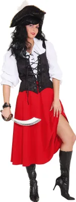 Produktbild von Piratin Piraten Rock Rot Gr. 40/42 Karneval Fasching Party Cosplay Top Preis
