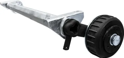 Produktbild von AL-KO EURO gebremste Anhängerachse 1800 kg 5x112 1800 mm 2300 mm Bremsachse für PKW Anhänger Autoanhänger Transportanhänger Autotransporter Kippanhäng