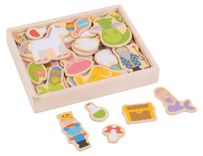 Produktbild von BigJigs Holzmagnete Fantasie - bunte magnetische Spielzeugset