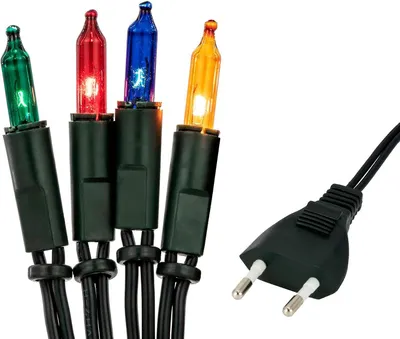 Productafbeelding van Lichtsnoer binnen 100, 14,85 m kerstboom lichtketting kleurrijk, mini lichtketting raam kerstdecoratie, kaarsen lichtketting met stekker