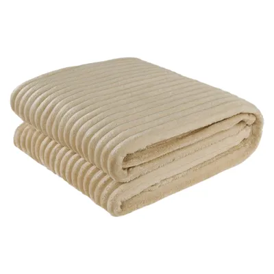 Produktbild von Weiche Flanell-Decke mit Rippstruktur, Dormitio®, 150 x 200 cm, 280 g/m², Beige