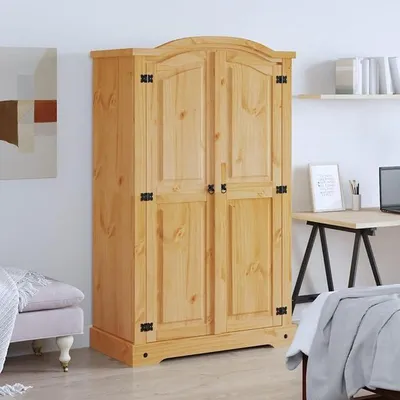 Zdjęcie produktu dla Szafa w stylu meksykańskim, wykonana z drewna sosnowego, 2 drzwi. Szafa do sypialni, szafa dziecięca do pokoju dziecięcego