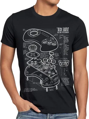 Produktbild von style3 Mega 16-Bit Gamepad Blaupause Herren T-Shirt konsole