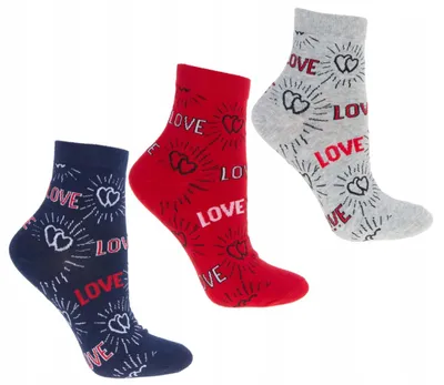 Produktbild von Damen Socken 3/4 Love - Bunt - 3 Paar - Lange Socken - Herzenmuster