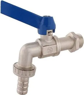 Produktbild von Js Kugel-Auslaufhahn,Schwer,Dn15 1/2",Hebelgriff Blau,Matt Verchr.
