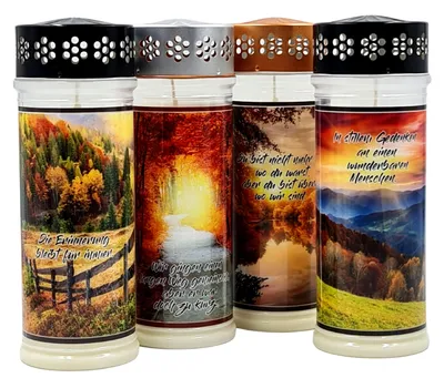 Produktbild von 4er SET Premium 7 Tage Design Grablicht "Herbst"