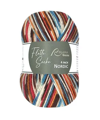 Produktbild von Rellana Nordic feine 4-fädige Sockenwolle 75% Schurwolle/25% Polyamid 100g 420 m 3170