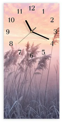 Produktbild von Wanduhr aus Glas mit Motiv Nebelwiese am Morgen- 30 x 60 cm - inkl. Aufhängesystem