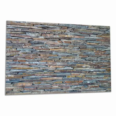 Produktbild von Wallario Herdabdeckplatte aus Glas, Größe 80 x 52 cm 1-teilig, Motiv Natursteinmauer in grau braun