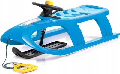 Produktbild von Kinderschlitten Schlitten Kunststoff Rodelschlitten Metallkufe Hupe im Lenkrad; blau