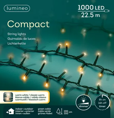 Produktbild von Lumineo LED Lichterkette Compact grün 22,5 Meter 1000 Lichter - warmweiß / klassisch warm