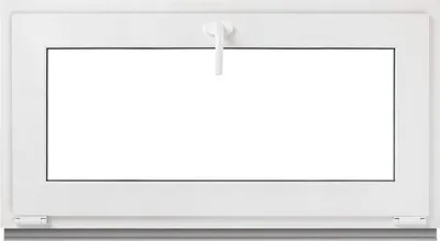 A white window frame with a clear glass pane.