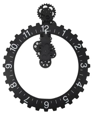Zahnrad-Wanduhr 40,5 cm, 3D bewegliche Zahnräder, Retro-Hängeuhr, Schwarz