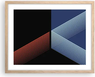 Produktbild von Gerahmtes Poster - Rahmen in heller Eiche - Abstraktion Schwarz Blau - 50x40 cm - Wand Bild - Wanddeko - Wandbilder - Kunstposter - Wandposter - Bilderrahmen - Bilder - Kunstdruck - P2NAA50x40-4458