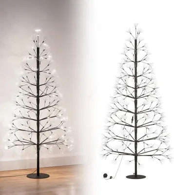 Produktbild von LZQ Künstlicher Weihnachtsbaum 150 cm mit 1500 kaltweißen LEDs, Feuerspuck-Effekt, stabiler Stahlstab & abnehmbarer Stamm, 5 m Kabel