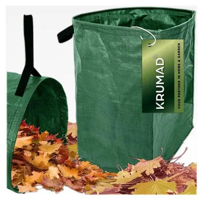 Produktbild von Gartensack 200L, Laubsack mit 2 Griffen, Gartenabfallsack aus robustem Polypropylen, 56x43x76 cm, faltbar, wetterfest, für Laub, Gras, Äste, Gartenzubehör, halbrund