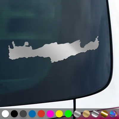 Produktbild von PantherPixel Insel Kreta Aufkleber Umriss Karte Griechenland Sticker Auto Geschenkidee Farbe Silber