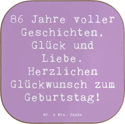 Produktbild von Mr. & Mrs. Panda Tassenuntersetzer Spruch 86. Geburtstag - Lavendeltraum - Geschenk, Glück, Ehrentag, Tischuntersetzer, Untersetzer Gläser, gläseruntersetzer, Alter, für