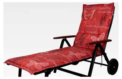 Produktbild von KETTtex Auflage Rollliege Bali rot mit Schmetterlingen 193x60x8 cm