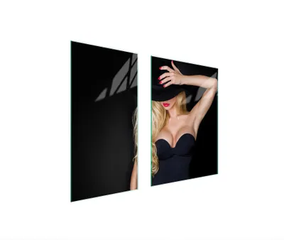 Produktbild von Herdabdeckplatten 2 teilig 75x52 Glaskeramikkochfeld Abdeckung Glas Schneidebrett Frau Schwarz