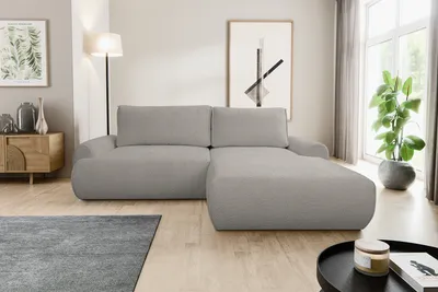 Image de VENASI MOON Canapé d'angle droit avec fonction sommeil et coffre de lit Canapé d'angle Canapé-lit en L GRIS