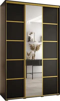 Produktbild von MEBLE KRYSPOL Davos 5 Schrank, drei Türen - 235,2x160x45 cm - Schwarz Schwarz Gold