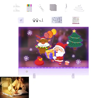 Produktbild von LED Notiztafel mit Farben, 35 * 25CM LED-Zeichenbrett mit Ständer,Acryl-Notiztafel für Kinder, Touch-Control-Kunsttafel für Büro, Schule, Zuhause