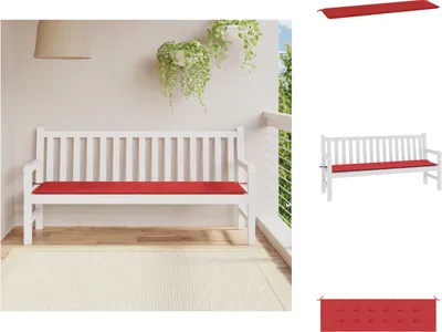 Image de vidaXL Coussin pour banc de jardin rouge 180x50x3 cm tissu Oxford - coussin d'assise