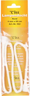 Produktbild von Lampendocht Baumwollgewebe mit Glasfaserseele, rund, 4 x 600 mm, weiß