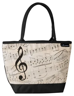 Obrázek produktu pro Dámská kabelka, starožitná notová partitura, béžová, typu shopper