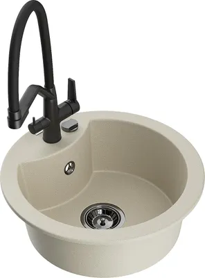 Image de Mexen Diego évier en granit 1,5 bol avec mitigeur Duo, Beige - 6512-69-671701-70-B