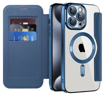 Zdjęcie produktu dla Techsuit - SmartMag Book etui na iPhone 15 Pro - niebieskie