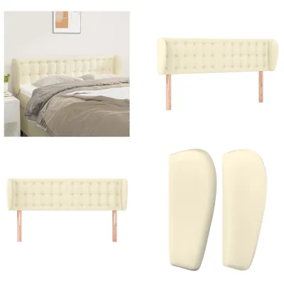 Produktbild von vidaXL Kopfteil mit Ohren Creme 147x23x78/88 cm Kunstleder - Kopfteil - Kopfteile - Bett-Kopfteil - Bettkopfteil