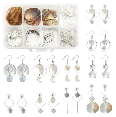 Immagine prodotto di Kit per la creazione di gioielli: 10 paia di orecchini a forma di conchiglia, color argento, ideali per principianti
