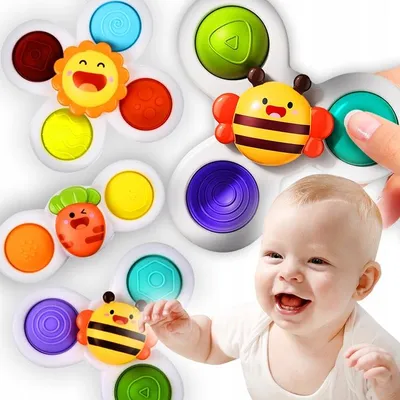 Produktbild von 3 Fidget Spinner mit Saugnapf, sensorisches Anti-Stress-Badespielzeug