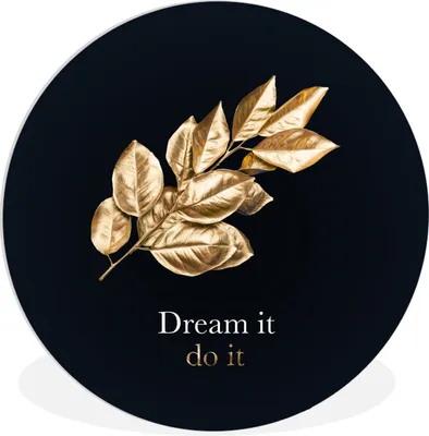 Produktbild von MuchoWow® Rundes Wandbild - Runde Bilder Blätter - Zitate - Schwarz und Gold Ø 60 cm Kreis Wanddekoration Kunststoff - Wandkreis - Wandschmuck - Wand Kreis - Das Schlafzimmer - Die Bilder - Wandmalerei - Kunst für das Haus - das Plastik