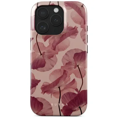 A close-up shot of a phone case with a floral pattern.