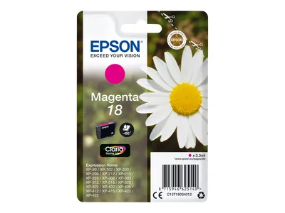 Produktbild von Epson Daisy 18 Gänseblume Claria Home Single Magenta Tinte, Standardertrag, Magenta, Tinte auf Pigmentbasis, 3,3 ml, 1 Stück(e), Einzelpackung
