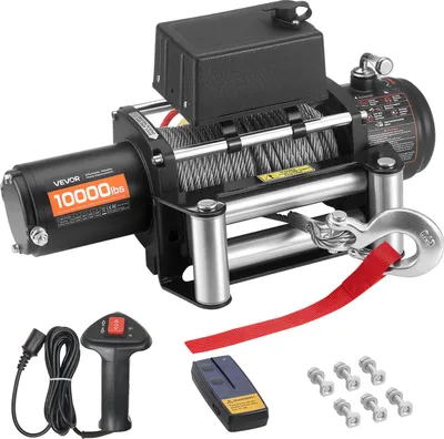 Immagine prodotto di VEVOR verricello elettrico a cavo, 4500 kg, verricello per autocarri da 12 V CC con cavo d'acciaio Φ 8,3 mm x 19,8 m, telecomando wireless e a filo, IP55 per il traino di SUV, jeep, rimorchi, barche, veicoli fuoristrada
