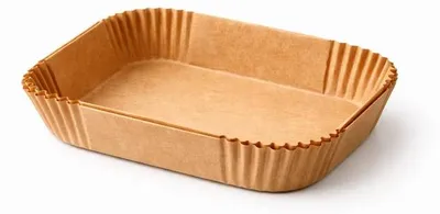Produktbild von RyanPack Backpapier für Airfryer & Heißluftfritteuse – Rechteckig 22×15×4,5 cm – 100 Stück