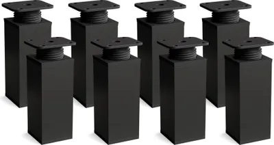 Produktbild von 8er Set sossai® moderne Möbelfüße in Schwarzmatt 60mm höhenverstellbar Schrankfüße Sockelfüße