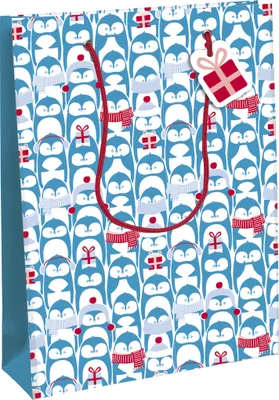 Produktbild von Clairefontaine 6x Geschenktasche L, Pinguine, 26,5x14x33 cm - Blau X-30915-2C