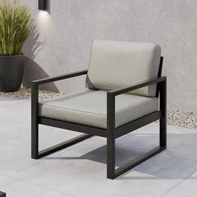 Produktbild von BEAUTYSOFA Gartensessel STELLA – Loungesessel für Balkon, Terrasse & Garten, Wasserabweisender Stoff, Moderne Gartenmöbel Beige Patio Base 8