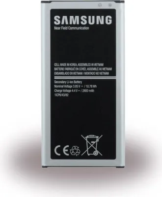 A Samsung battery with product information printed on it.