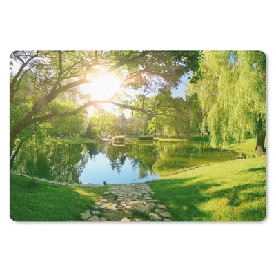 Produktbild von MuchoWow® Mauspad Mousepad Bäume - See - Sonne - Gras - Natur 27x18 cm - Mousepads - Maus Mat - Pad - Mausunterlage - Büroartikel - Desk Matten