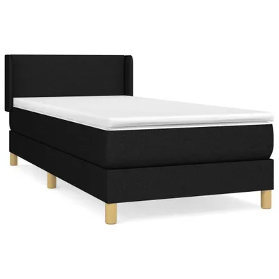 Zdjęcie produktu dla vidaXL Łóżko sprężynowe z materacem czarne 90x200 cm tkanina