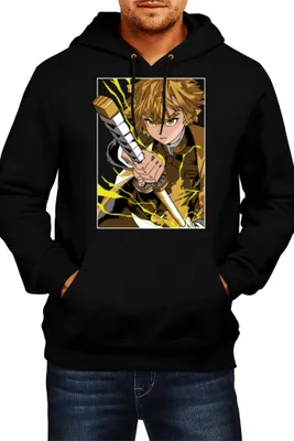 Immagine prodotto di Felpa con cappuccio da uomo Japan Manga Comics Anime Demon Anime Slayer Zenitsu Agatsuma Var-025 Agatsuma Lightstorm, Man 2XL , Noir