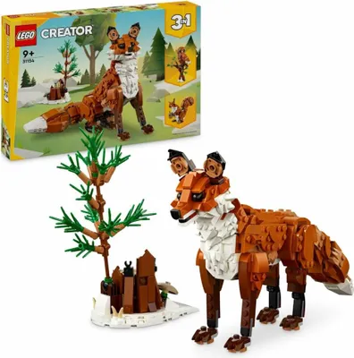 Zdjęcie produktu dla LEGO Creator Leśne zwierzęta: Czerwony lis, Zabawka dla 9-latka do Przebudowania na Figurkę Sowy lub Wiewiórki, Dekoracje do Pokoju Dziecka, Pomysł na Prezent dla Dziewczynki i Chłopca, 31154