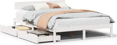 Zdjęcie produktu dla vidaXL Łóżko z litego drewna bez materaca białe 135x190 cm drewno sosnowe